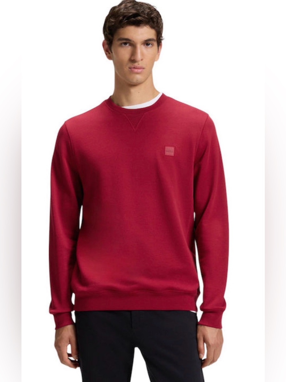 Boss COTTON-TERRY SWEATSHIRT WITH LOGO PATCH